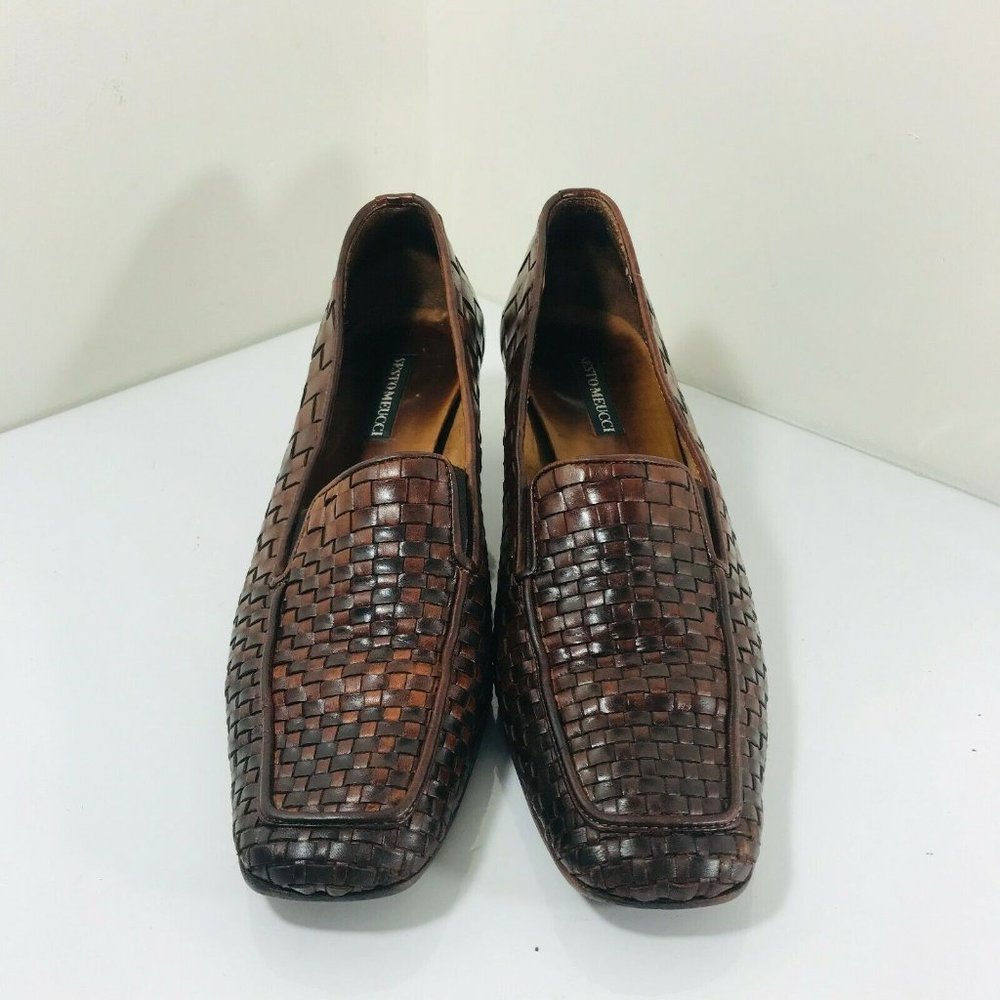 SESTO MEUCCI  Size 9.5 Brown Woven Leather Shoes
